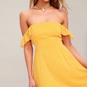 NWT yellow and white polka dot dress